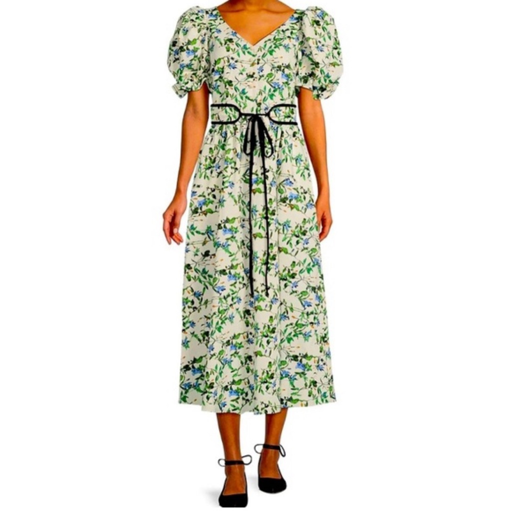 Antonio Melani tie waist short puffed sleeve dress